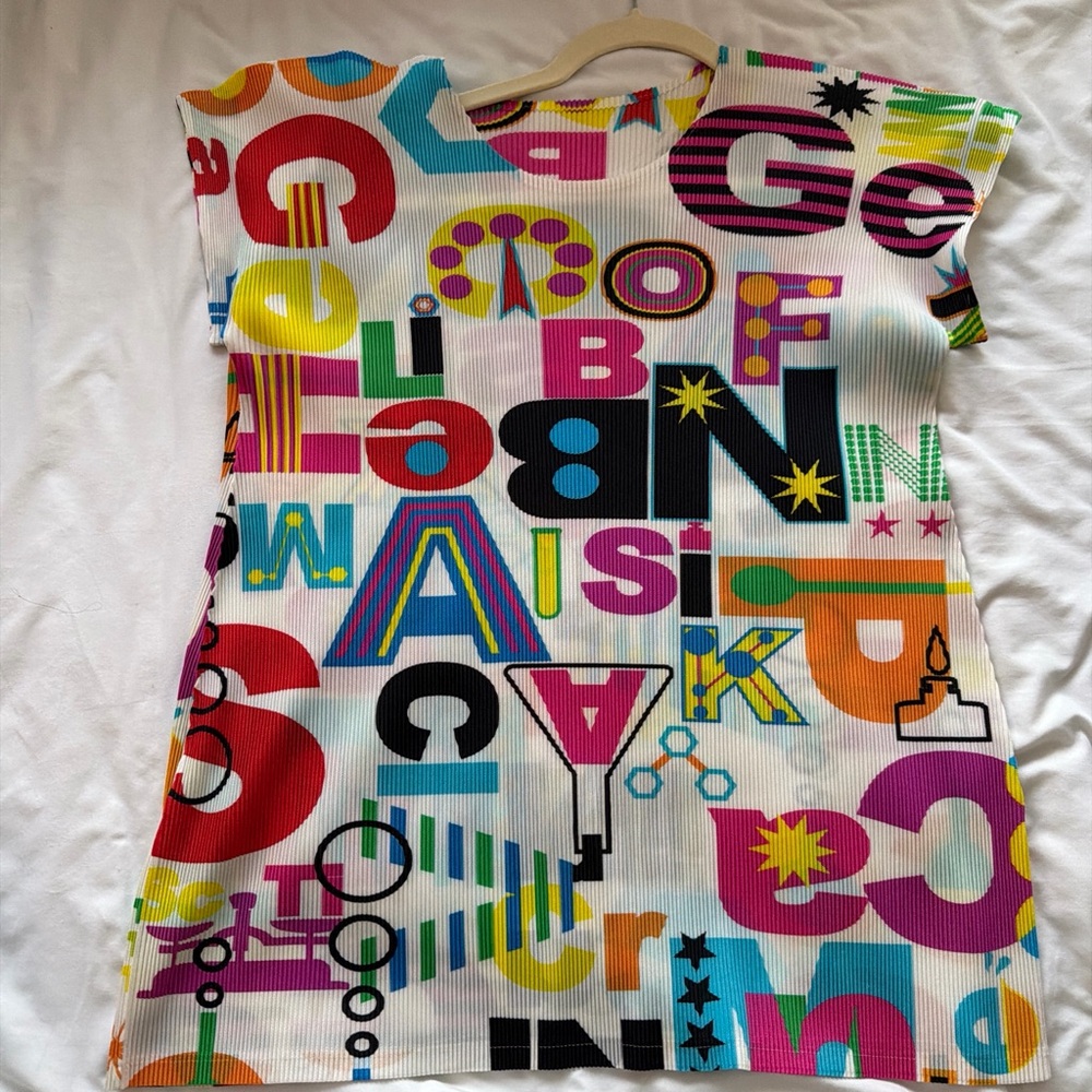 Issey Miyake Pleats Please Colorful Print Blouse